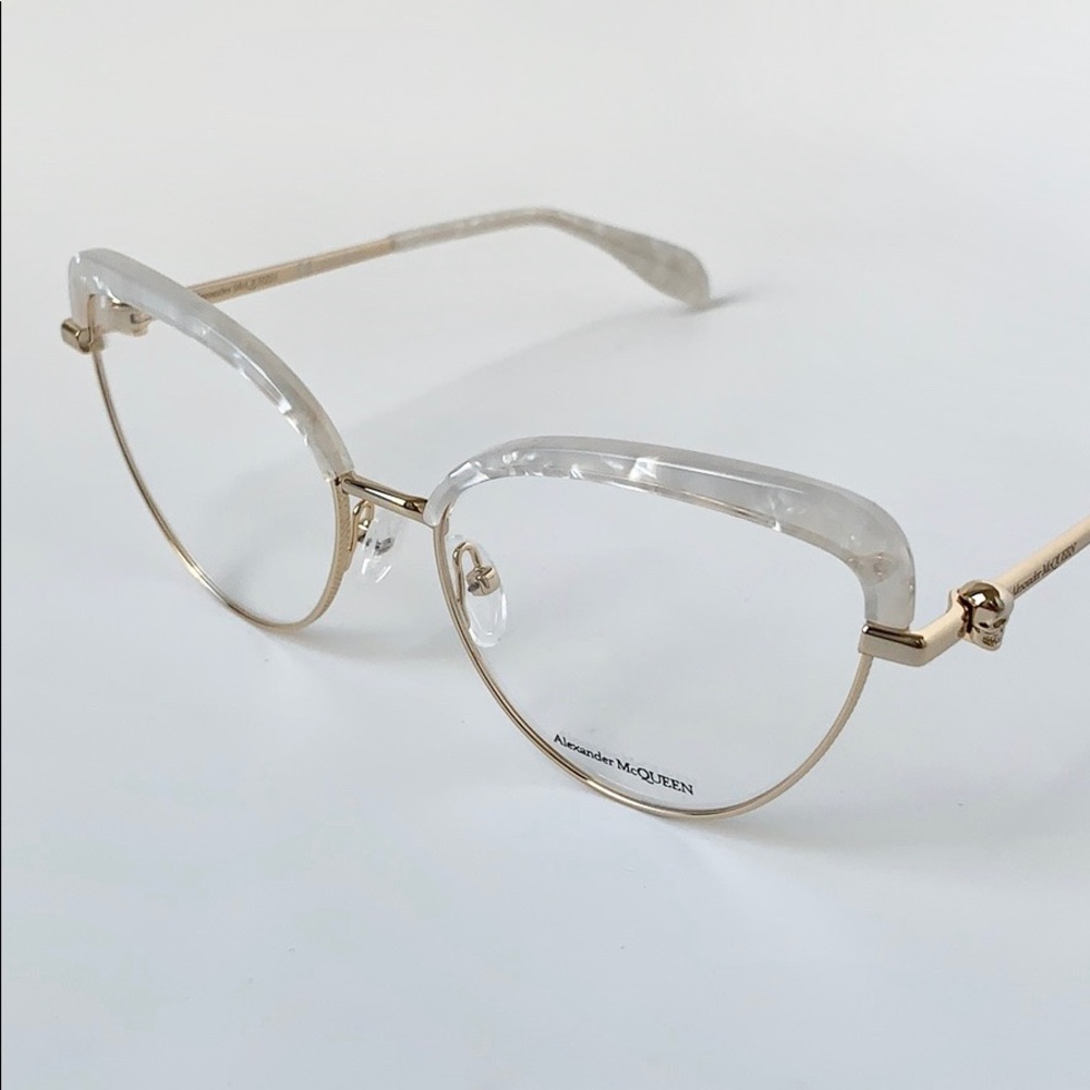 Alexander McQueen Eyeglasses AM0259O 003 Gold - Picture 5 of 7